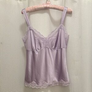 Vintage Silk Chemise with Lace and Beads - M